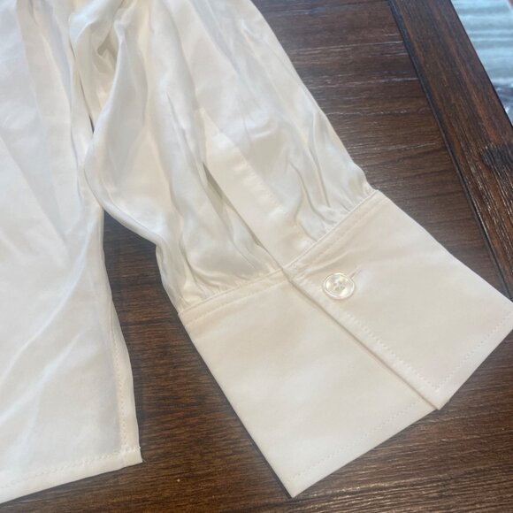 Madewell Women's Sz XL Silk Utility-Pocket Button-Up Shirt Off-White NU463 - Picture 8 of 12